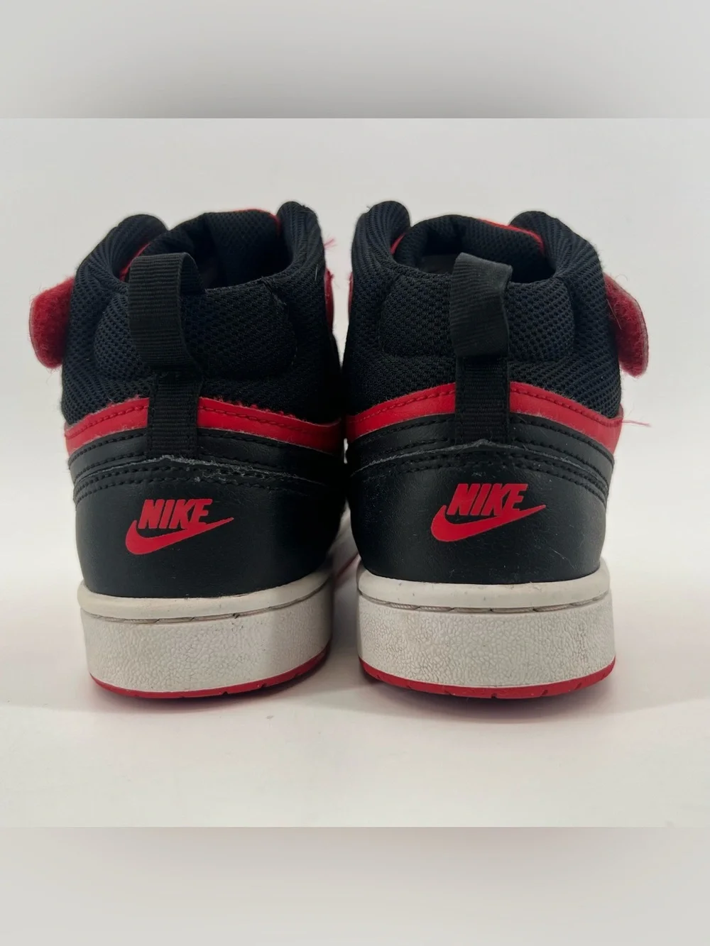 Nike Court Borough Mid 2 Sneakers Youth Sz 3Y Black Red Leather Shoes CD7783-003